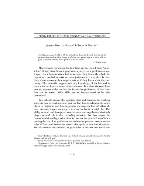 Problem solving in Law - PROBLEM SOLVING FOR FIRST-YEAR LAW STUDENTS ...