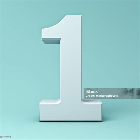 White Number One Or 1 On Blue Pastel Color Background With Shadow 3d ...
