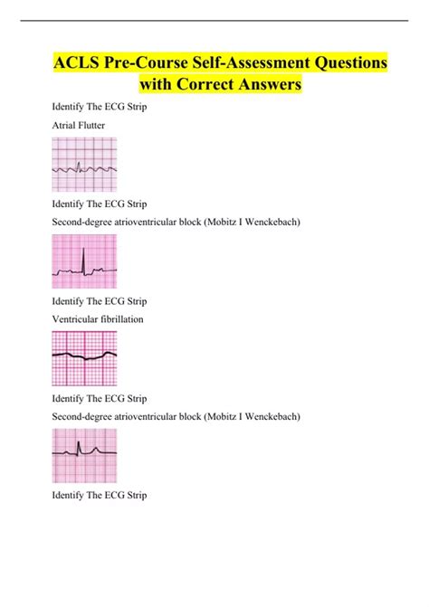 ACLS Pre-Course Self-Assessment Questions with Correct Answers - Acls ...
