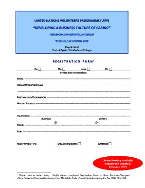 Fillable Online undp org Registration Form - UNDP Trinidad and Tobago ...