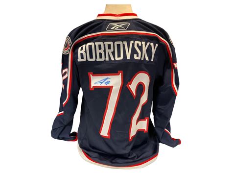 Lot - NHL Autographed by Bobrovsky #72, Columbus Blue Jackets Jersey