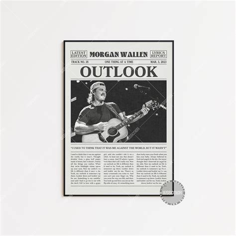 Morgan Wallen Retro Newspaper Print, Outlook Poster, Outlook Lyrics ...