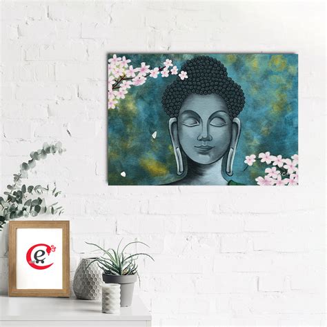 Meditating Buddha With Flower Original Design Canvas Printed Wall ...