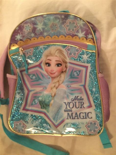 Disney Frozen backpack Elsa book bag tote metallic 16x11x4.5 in ...