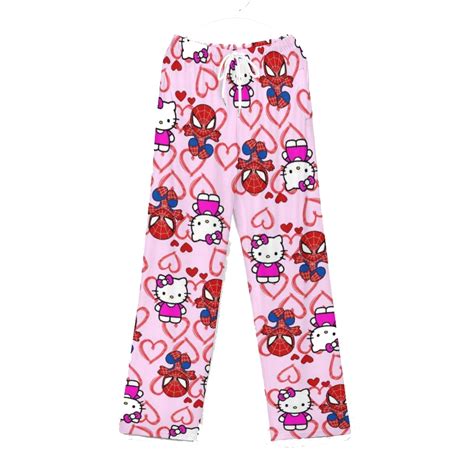 Spiderman Hello Kitty pajama pants for women, cute cartoon anime sleep ...