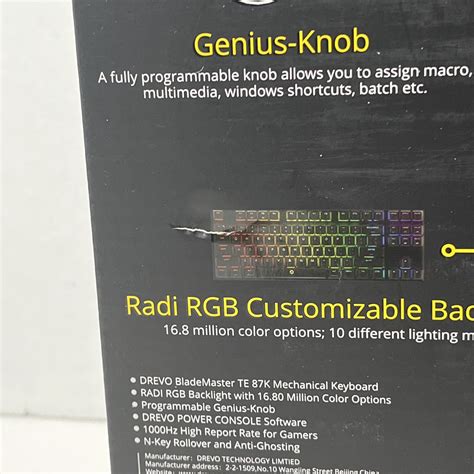 Buy Teclado mecánico para juegos DREVO BladeMaster TE 87K RGB con cable ...