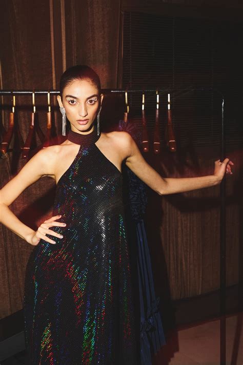 Kangana Trehan - Metallic Jersey Rainbow Rope Neck Dress - Elahe