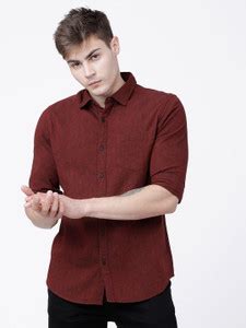 HIGHLANDER Men Striped Casual Maroon Shirt - Buy HIGHLANDER Men Striped ...