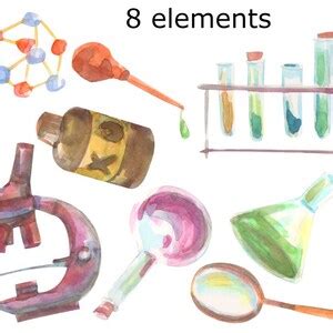 Buy Watercolor Science Lab Clipart: School & Library Graphics (PNG ...