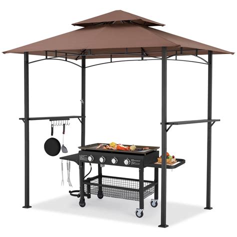 AECOJOY 8'x5' BBQ Grill Gazebo, Outdoor Vented Double Tier Canopy ...