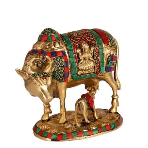 Buy Handcrafted Brass Cow and Calf Statue | Ganesha and Lakshmi ...