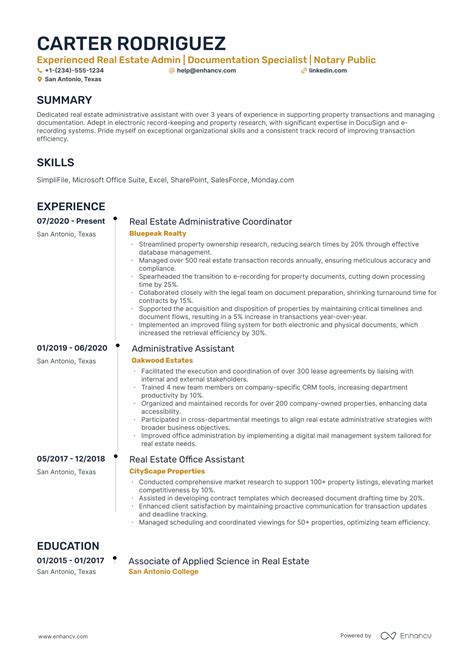 10 Real Estate Administrative Assistant Resume Examples & Guide for 2026