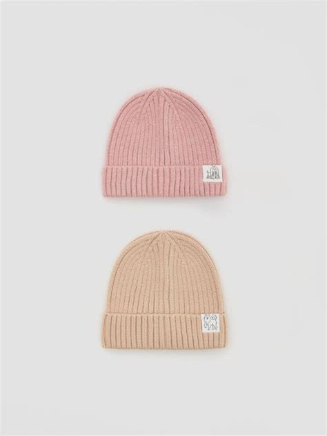 Lot de 2 bonnets en tissu structuré avec écusson Couleur multicolore ...