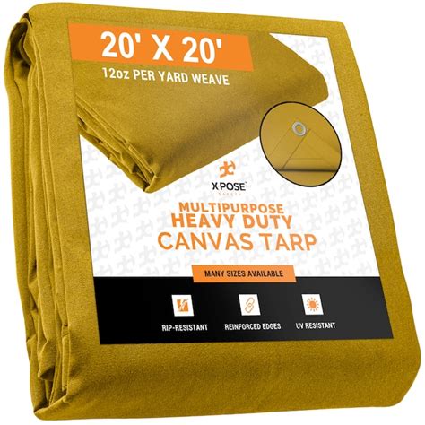 XPOSE SAFETY 20-ft x 20-ft Brown Commercial Canvas 14-mil Tarp CTT12 ...