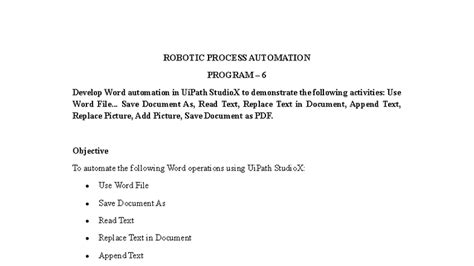 UiPath StudioX Program 6: Word Automation Lab Guide - Studocu
