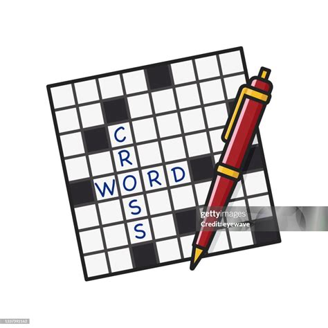 Crossword Puzzle And Ballpoint Pen Isolated Vector Illustration High ...