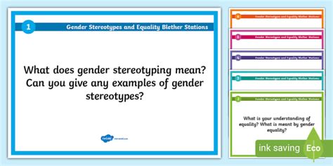 Gender Stereotypes Resource Gender Equality Blether Stations