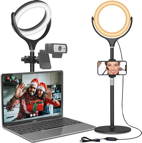 Buy 8 Desk Ring Light with Stand for Laptop Computer Zoom Call Video ...