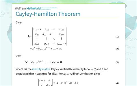 Image result for Cayley-Hamilton Theorem Applications