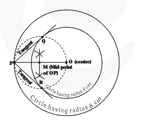 Construct a tangent to a circle of radius 4 cm from a point on the ...