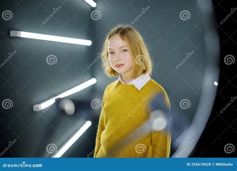 Beautiful Young Girl Taking a Selfie Picture with Mobile Phone in Light ...