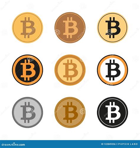 Set of Nine Icons of the Bitcoin Symbol. Stock Illustration - Illustration of collection, sign ...