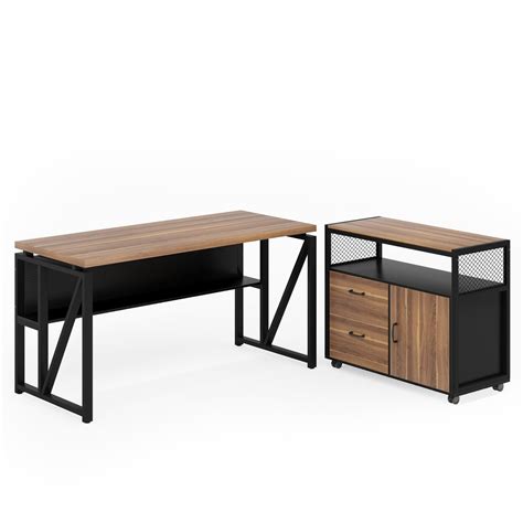 Tribesigns Executive Desk w/ Lateral File Cabinet | Ubuy India