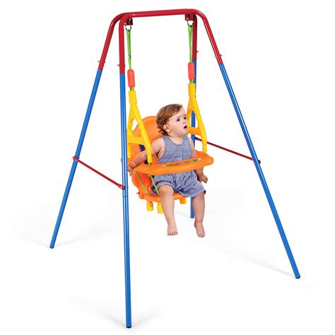 Buy HONEY JOY Toddler Swing Set, Heavy Duty Metal A-Frame Swing Stand ...