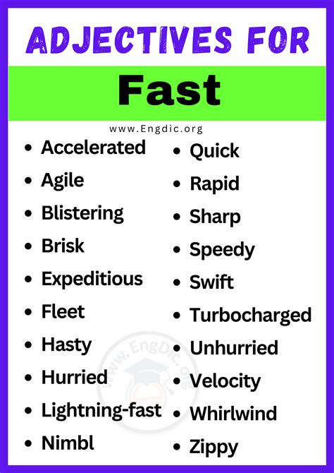20+ Best Words to Describe Fast, Adjectives for Fast - EngDic