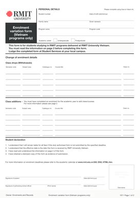 Rmit Enrolment Variation Form - Fill and Sign Printable Template Online