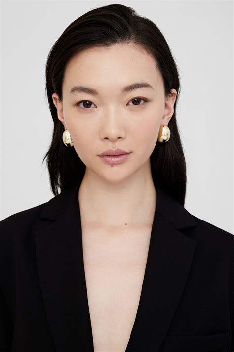 ANINE BING Large Oval Dome Earrings - Gold