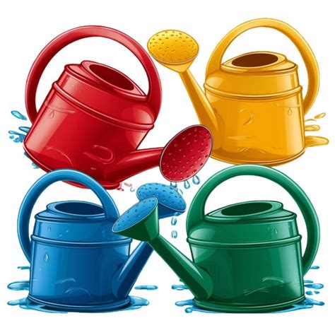 Watering cans in four colors | Premium AI-generated image