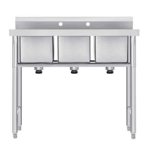CO-Z 39-in Triple-basin Utility Sink Free Standing Laundry Kitchen Sink ...