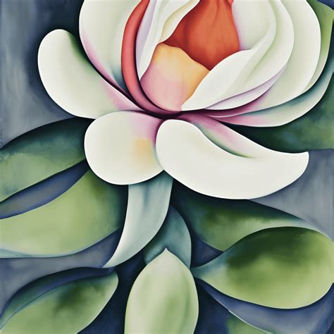 Georgia O'Keeffe Watercolor Painting with Magnolia Flower · Creative ...