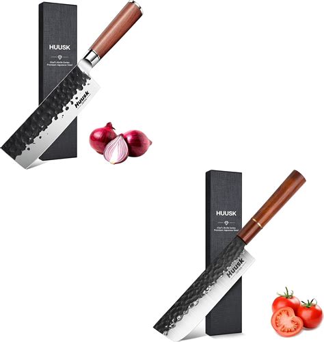 Amazon.com: Huusk 7 Inch Nakiri Knife Japanese Vegetable Knife Bundle ...