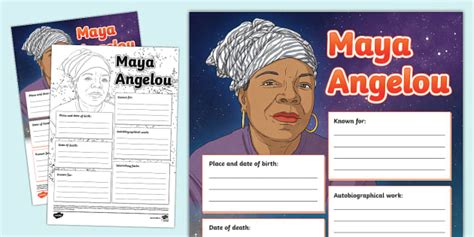 Maya Angelou Fact File Template