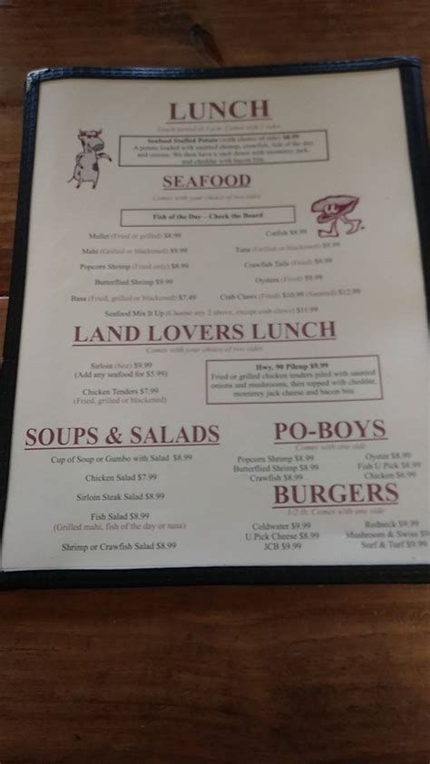 Menu at The Cutting Board restaurant, Milton