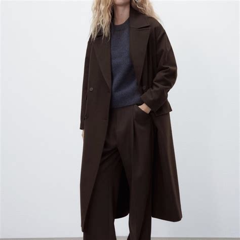 ZARA chocolate brown long coat size S oversized New... - Depop