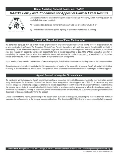 Fillable Online danb DANBs Policy and Procedures for Appeal of Clinical ...