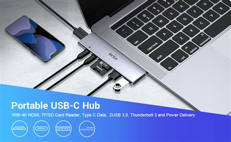 EKSA 7 in 1 USB C Hub for MacBook Pro,MacBook Air 2018 Type C Adapter ...