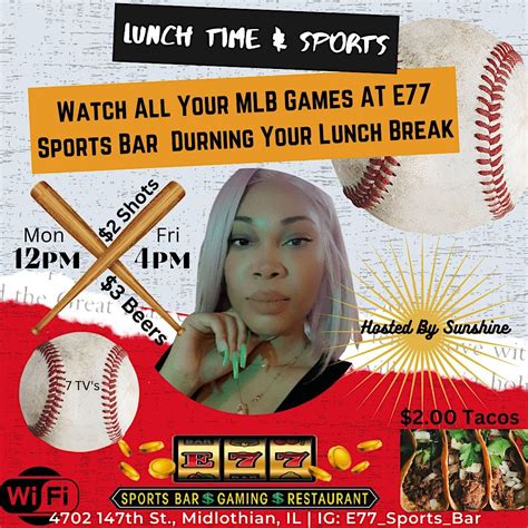 Baseball (SPORTS) Lunchtime - Weekday Happy Hour, E77 SPORTS BAR AND ...