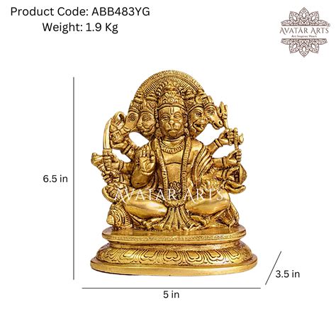 Panchmukhi Lord Hanuman Idol in Brass – Avatar Arts