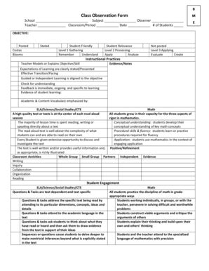 Fillable Online azed Class Observation Form 1 - azed Fax Email Print ...