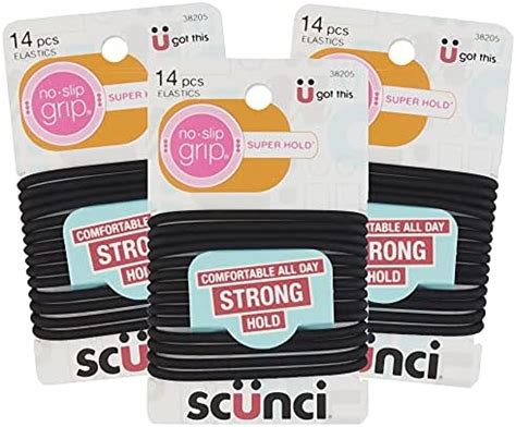 Scunci The Evolution No Slip Grip Gel Hair Ties Black - 14 CT (Pack Of ...