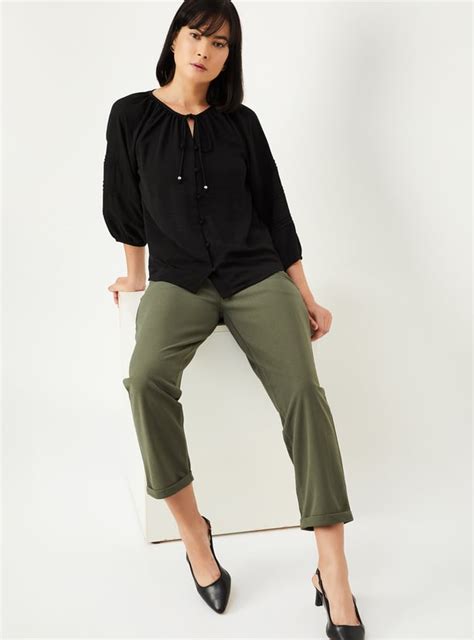 Buy Women Hammered Texture Tie-Up Neck Blouse Online at just Rs. 899.0 ...