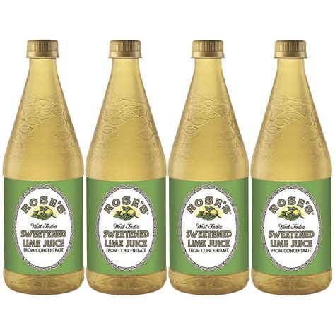 Rose's Sweetened Lime Juice 4 Pack 25 OZ Bottle, | Perfect for ...