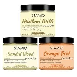 Buy STAMIO Skin Care 3 Products Combo - Orange Peel, Multani Mitti and ...