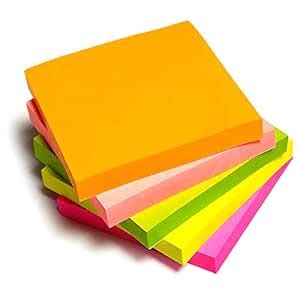 Bambalio BSNS-33 3 x 3 inch Neon Sticky Note Pad (Pack of 6) : Amazon ...