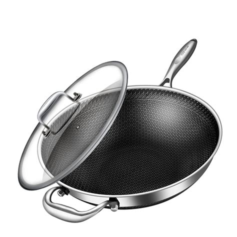 Germany CUGF 304 stainless steel uncoated honeycomb non-stick pan wok ...