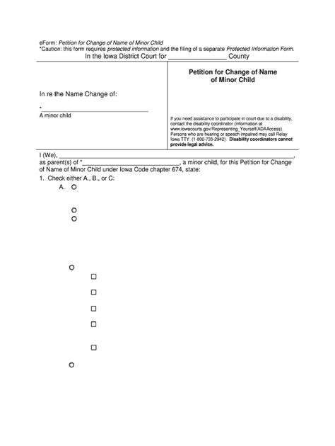 IA Petition for Change of Name of Minor Child Form - Fill Online ...